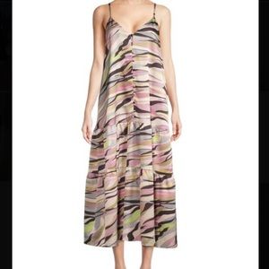Ted Baker Warrenn Abstract Midi Dress Dusty Pink Size 1 Small US 0 2 Tank Tiered